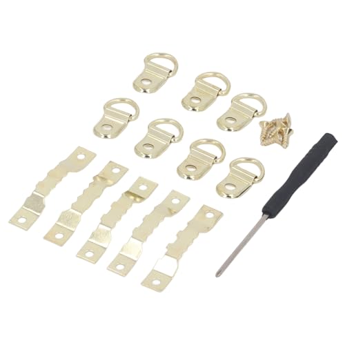Image of 251 Pcs D Ring Picture Frame Hangers Firm Stable Photo Hanging Hardware Set with Serrated Hooks for Picture Frame Painting