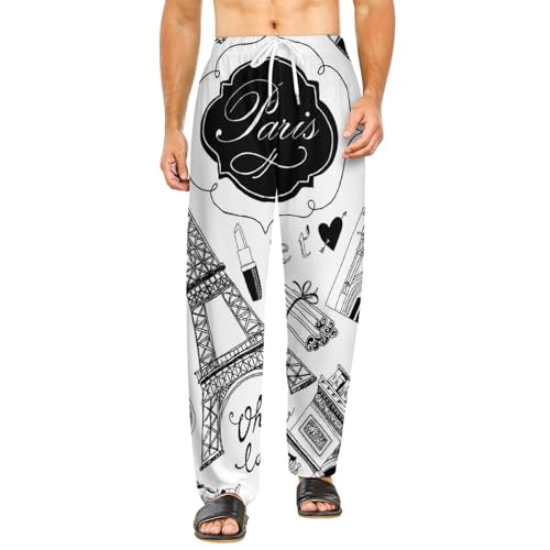 Vêtements de nuit femme Tour Eiffel : pantalon de détente long avec poches taille S