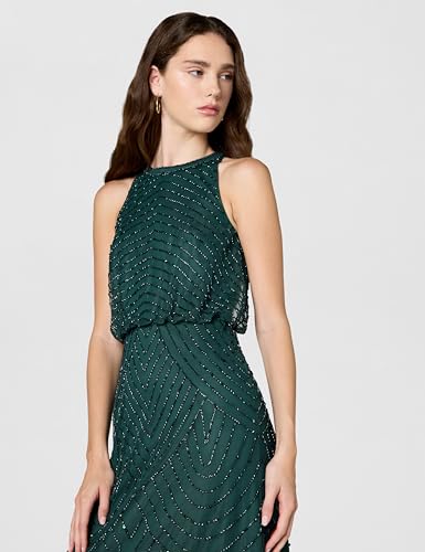 Image of Adrianna Papell Womens Halter Blouson Beaded Gown