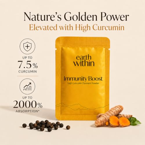 Image of Immunity Boost Turmeric Curcumin Drink Mix with Tellicherry Black Pepper, 30 Sachets | Up to 7.5% Natural Curcumin | Anti Inflammatory Supplement for Daily Immunity & Joint Support | No Preservatives