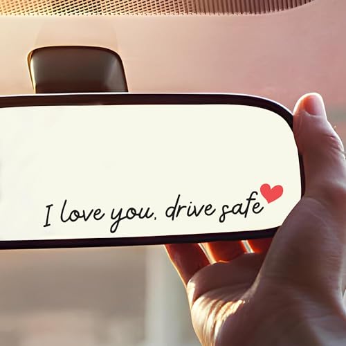 Miarita 3X I Love You Drive Safe Mirror Sticker Cute Car Stickers for Womens Car Decals for Women Rear View Mirror Sticker Valentines Day Gifts for Her Him (I Love You Drive Safe Black)
