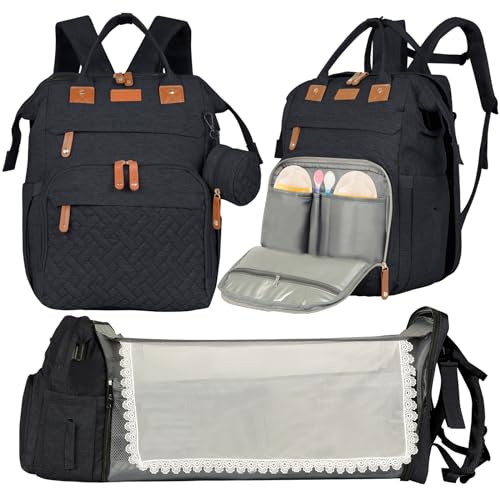 Image of XTGVZ large diaper bag backpack,baby bag with changing station for Boys Girls,Multifunctional Diaper Bag,Mommy Bag With USB Charging Port(Black)