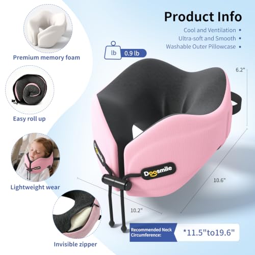 Image of Patented Head-Bobble-preventing Ergonomic Travel Neck Pillow Combo Pink