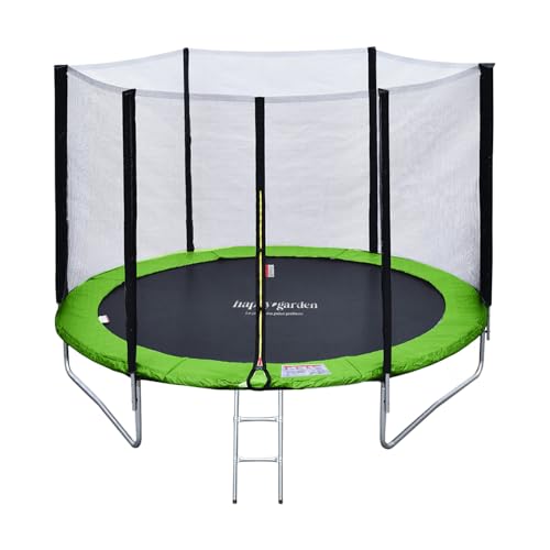 Pack Premium Trampoline de Jardin Rond pour Enfants 180cm réversible Vert/Bleu Cairns + Filet, échelle, bâche et kit d'ancrage, Montage Facile