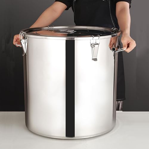 Boîte de conservation hermétique en acier inoxydable de 21 L pour grains de riz et lait, conteneur portable durable avec couvercle sécurisé pour la fraîcheur