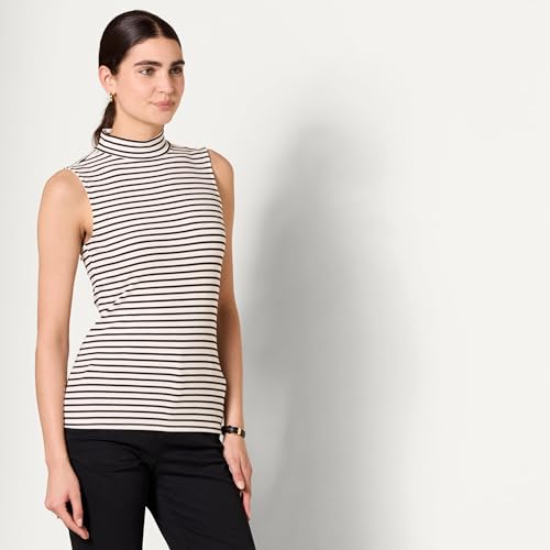 Image of Amazon Essentials Women's Mock-Neck Slim-Fit Ribbed Knit Cotton Sleeveless Top
