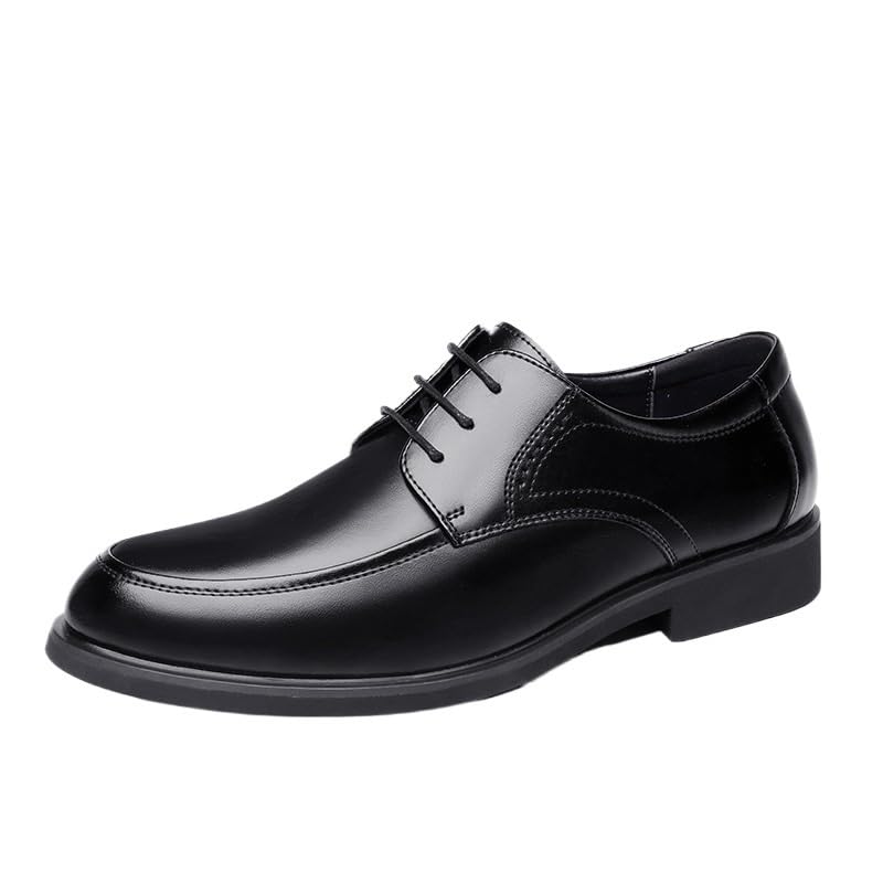 Men's Casual Dress Shoes Shoes Dress Oxford for Men Lace Up Round Toe Leather Apron Toe Shoes Slip Resistant Low Top Anti-Slip Non Slip Rubber Sole Prom