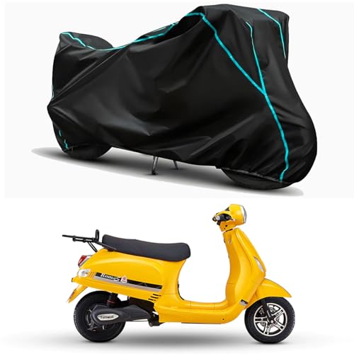 Image of Waterproof Bike Body Cover Compatible for | Tunwal Roma S STD | Taffeta Fabric, Sky Piping Design, Bottom Elastic Fit | Dustproof, Sun UV & Rain Protection for All Weather.