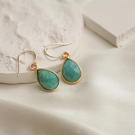 Gempires Teardrop Crystal Earring, Pear Shape Dangle Drop Earrings, Natural Gemstone Earring, Minimal, Everyday Wear, Hypoallergenic 14k Gold Plated, Gift for Mom Wife friend - Image 7