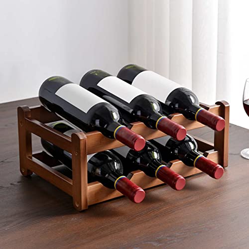 Soporte de vino TOMYEUS para 6 botellas madera miniatura 4