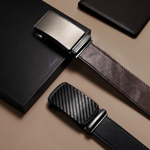 Zitahli Belt Men 2 Pack - Slide Leather Ratchet Belt Adjustable for Mens Gifts 1 3/8-Cut for Perfect Fit,Men's Accessories4