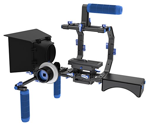 eimo Pro DSLR épaule Rig Set Support Rig + Follow Focus + Matte Box + DOUBLE C Forme support Cage + Top Handle