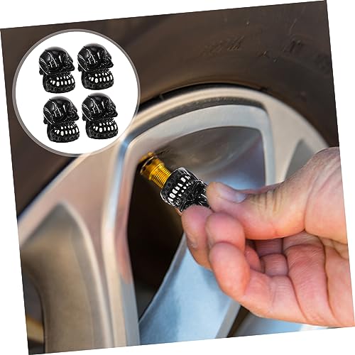 KOMBIUDA 4 piezas tapas de válvula con forma de calavera para neumáticos de coche resistentes y decorativas miniatura 7