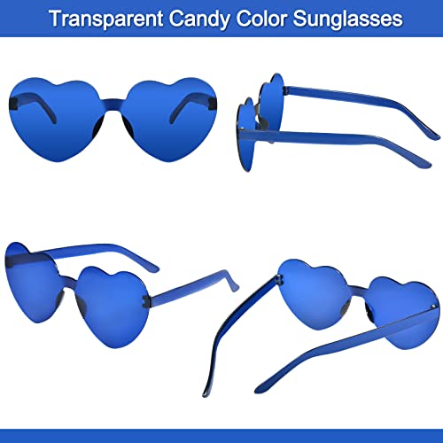 Image of 12 Pairs Heart Glasses Colorful Rimless Heart Shaped Sunglasses Love Glasses for Bachelorette Bride Party Favor