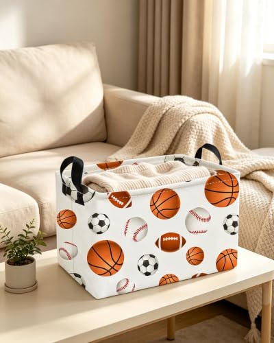Image of Essme Rectangular Kids Baskets,Ball Storage Box,Cute Basket for Kids with Handles for Room Decor, Book Bins,Shelf Basket.(Ball