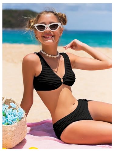 SOLY HUX Girl's V Neck Ring Linked Bikini Sets Bathing Suits Two Piece Swimsuit4