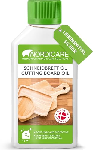 Nordicare Schneidebrett-Öl 250ml lebensmittelecht - Schneidbrett Holzöl zur effektiven Pflege - Holz Mineralöl für Schneidebretter, Cutting Board Mineral Oil