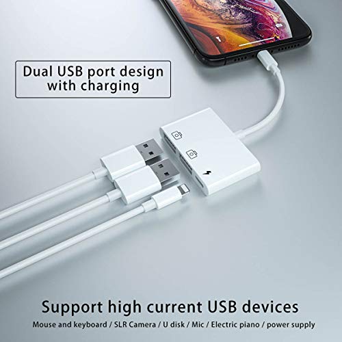 image for MASAYA Dual USB Camera Adapter,3 in 1 Dual USB Female OTG Adapter with