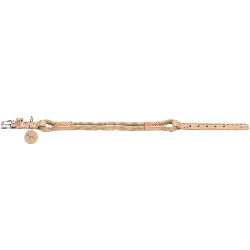 HUNTER hondenhalsband MALIA, kleur: braambes/donkerbruin, van soepel touw & robuust leer, licht, slijtvast, moderne & elegante look, frisse kleuren