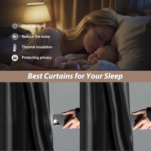 Room Divider Curtains with Ceiling Curtain Track Set Window Curtain for Bedroom,Living Room Total Blackout Thermal Insulated Privacy Ceiling Track Curtain W 12 × H 9 FT Black drape&Black track by MaKefeile - Image 4