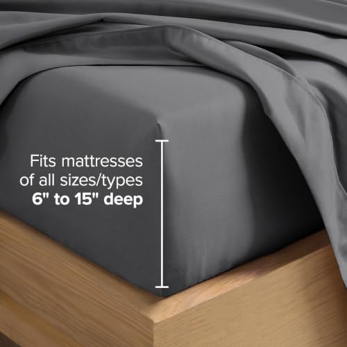 Image of Bare Home Sheet Set 1800 Ultra-Soft with 4 Pillowcases (Queen, Grey) | 6 Piece Set, Deep Pockets 6 to 15 Inches, 1800 Ultra-Soft, Double Brushed, Hotel Luxury