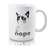 NOPE Grumpy Cat Novelty Ceramic Coffee Mug, Funny Cat Mug, Perfect for Coffee Mug Gift