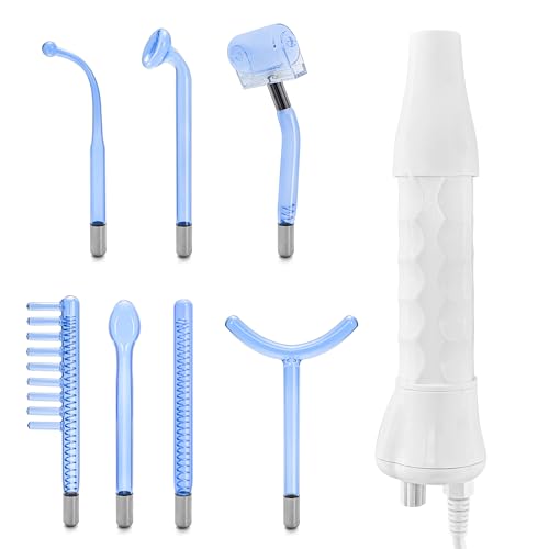 Elitzia Hochfrequenz-Elektrotherapie-Stab Multifunktionaler tragbarer Handlicht-Therapie-Stab für Akne-Haut-Verjüngung Haar-Wachstum-Gesichtsgerät (mit 7 Röhren Blau) ETSC640