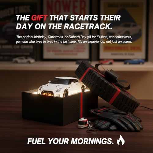 Image of FOYA Hypercar Alarm Clock, 2026 New F1 Car Alarm Clock, Realistic Engine and Light Effects, Sports Car Model with LED Display Screen for Nightstand, Desk, Or Collection Interior Decoration(#C)