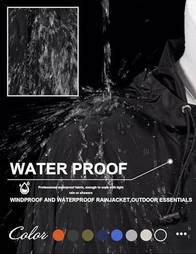 Avoogue Womens Rain Jacket with Hood,Pullover,Packable,Lightweight,Windbreaker,Waterproof,Breathable.4