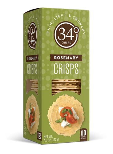 34 Degrees Crisps | Rosemary Crisps | Thin, Light & Crunchy Rosemary Crisps, Single Pack (4.5Oz) #TOP1
