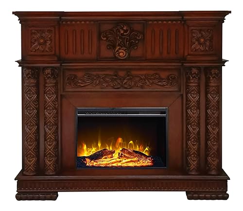 ACME Vendome Free-Standing Rectangular Wooden Fireplace in Cherry
