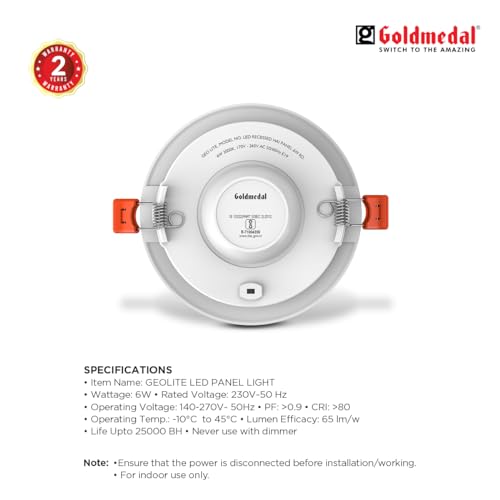 Image of Goldmedal Geolite 6W LED Round Panel Light for Home, Office, Restaurant & Shop - Cool Daylight
