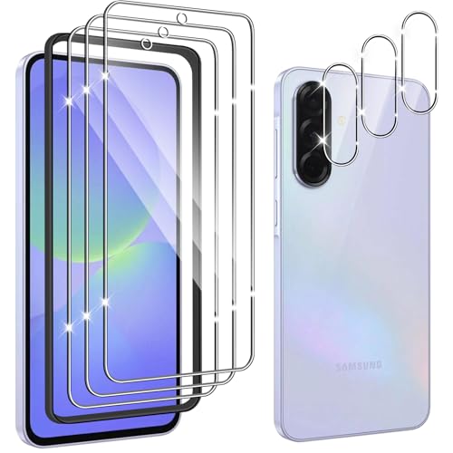 Hengnewro für Samsung Galaxy A36 5G für Panzerglas 3 Stücke Panzer Schutz Glas Mit 3 Stück Kameraschutz 9H Härte Panzer Anti-Kratzen HD Glas Folie mit Rahmen Positionierhilfe