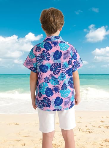 Image of XiaoMoSha Hawaiian Shirts for Boys Button Down Shirt Short Sleeve Shirts Girls Hawaiian Shirt Summer Beach Tops for Kids