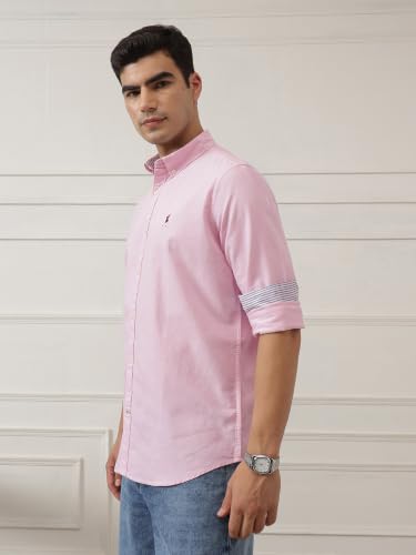 Image of Thomas Scott Men's Cricket Club Collection Classic Regular Fit Twill Shirt | 100% Cotton Long Sleeve Solid Shirt with Button Down Collar (Available in Plus Size)
