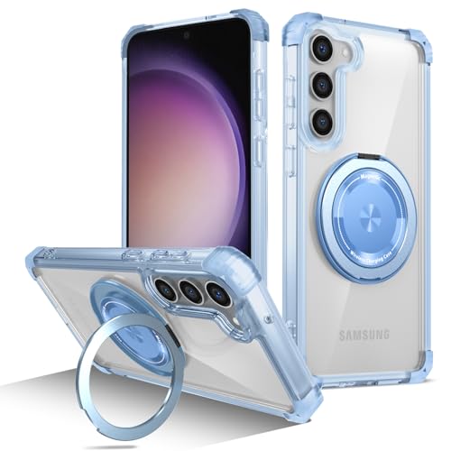 Coque de protection rotative 360 Samsung Galaxy S23 Plus chargeur sans fil bleu