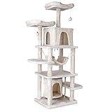 pedy Árbol Grande para Gatos, 170cm, Diseño Anticaídas, con Robusto Árbol Trepador, con Playhouse, Hamaca, Cueva, Pelota, para Gatitos, Gatos y Mascotas (Beige)