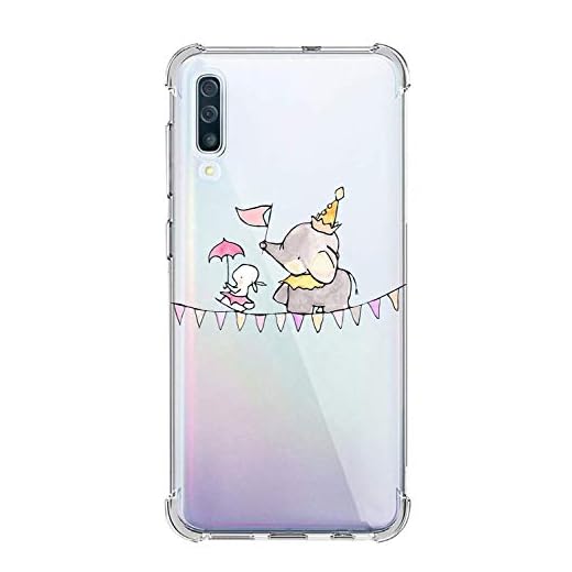 Oihxse Silicona Funda con Huawei Y9 2019/Enjoy 9 Plus TPU Flexible Suave Transparente Protector Estuche Airbag Esquinas Reforzadas Ultra-Delgado Elefante Patrón Anti-Choque Caso (D9)