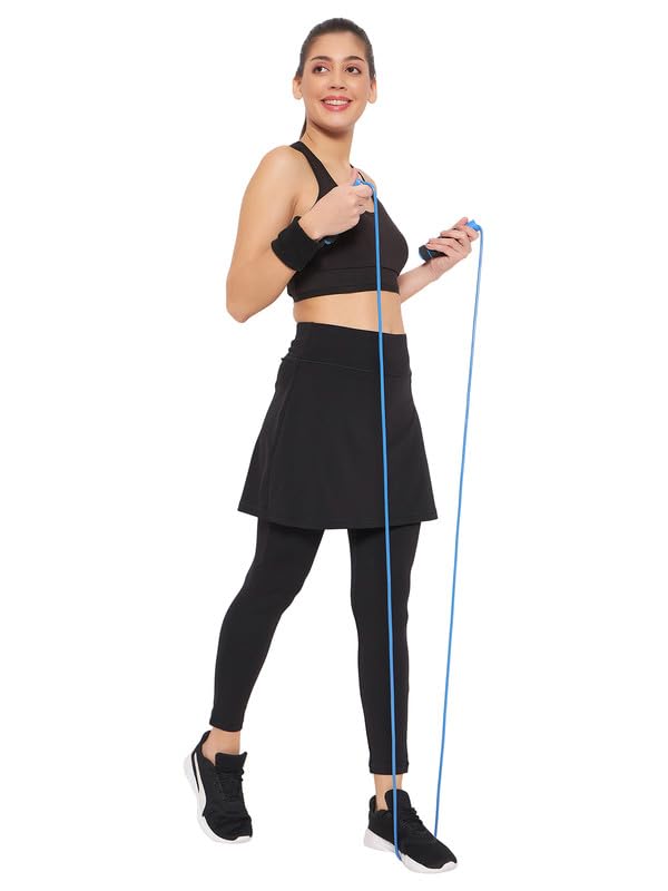 Women's High Rise Above Knee Active Skirt With Attached Skinny Tights