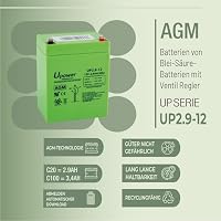 U-Power AGM Batterie 12V 2.9Ah, VRLA Bleiakku wartungsfrei, wiederaufladbar, Faston F1 (4,8 mm), für Alarmanlagen, USV/UPS, Sicherheit & Elektronik – Ansicht 4
