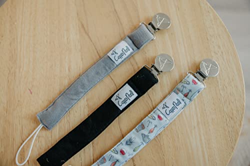 Image of Copper Pearl 3-Pack Pacifier Holders: Premium Knit Binky Clips for Baby Girls and Boys - Stylish Stainless Steel Design for Secure No-Drop Attachment - Trout