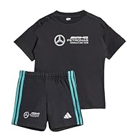 adidas Unisex Baby MERCEDES - AMG PETRONAS FORMULA ONE TEAM DNA BABY JOGGER SHORT SLEEVE, black/white, 9-12 Months
