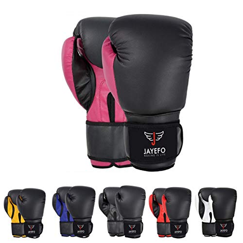Jayefo Beginners Leather Boxing MMA Muay Thai Gloves Kick Boxing Gloves Sparring Gloves