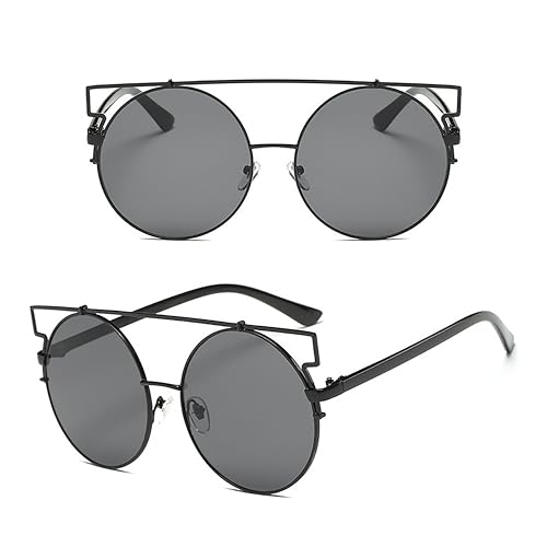 Personality Trendy Vintage Colorful Coated Mirror Reflective Sunglasses Uv400 Large Metal Frame Round Steampunk Sunglasses