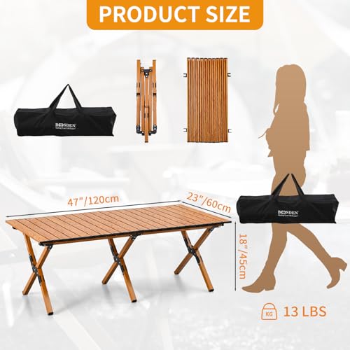 BOOSDEN Mesa de Camping Plegable de Aluminio HWFT-120x60cm-1 miniatura 3