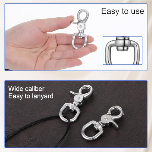 ElevateTech 2Pcs Swivel Snap Hooks Stainless Steel Lobster Claw Clasps Heavy Duty Clasp Hooks Eye Bolt Snaps Fastener Key Chains Suitable Bag Straps Pet Leashes Flagpoles (2.76 × 0.98 Inches)