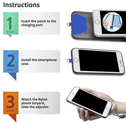 SS Phone Lanyard, Adjustable Detachable Neck Strap with Phone Patch Suitable for Any Cell Phone Smartphones - Blue — view 3