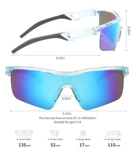 Image of FEISEDY Kids Polarized Sports Sunglasses, TR90 UV400 Baseball Cycling