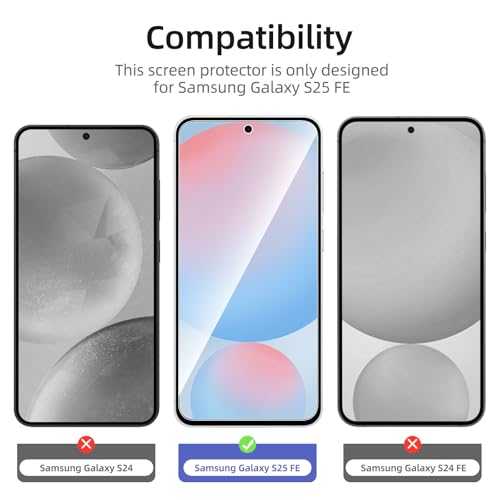 Image of NEW'C 3 Pack Designed for Samsung Galaxy S25 FE Screen Protector,Tempered Glass,Case Friendly Scratch-proof, Bubble Free, Ultra Resistant