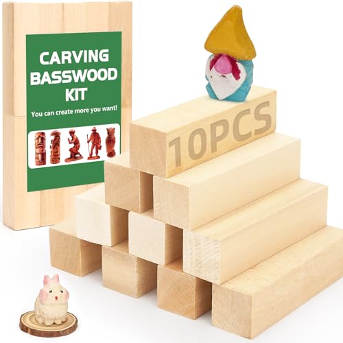 10er Pack Schnitzholz Linde - 10er Pack Holzblock +...